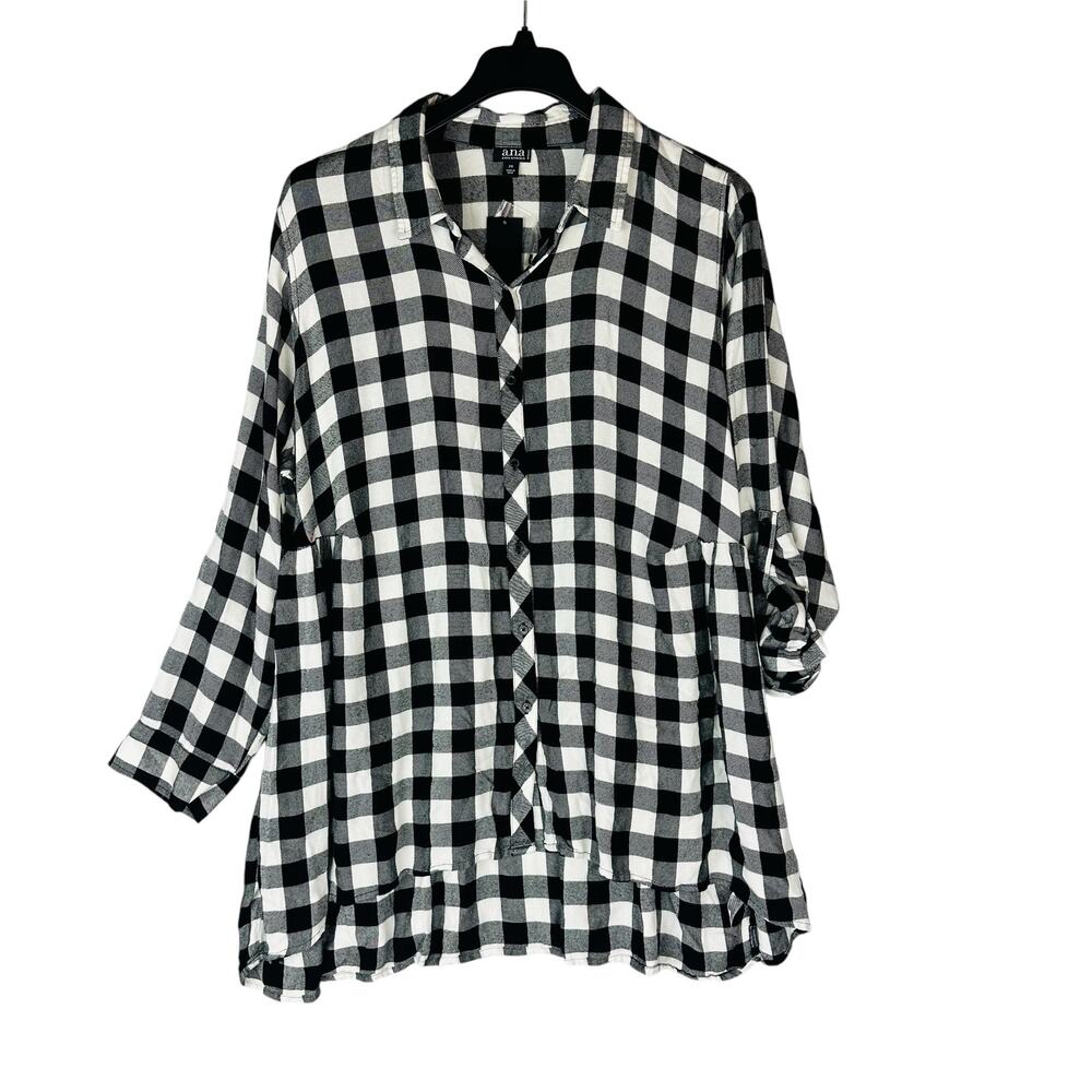 a.n.a Black and White Checkered Blouse
